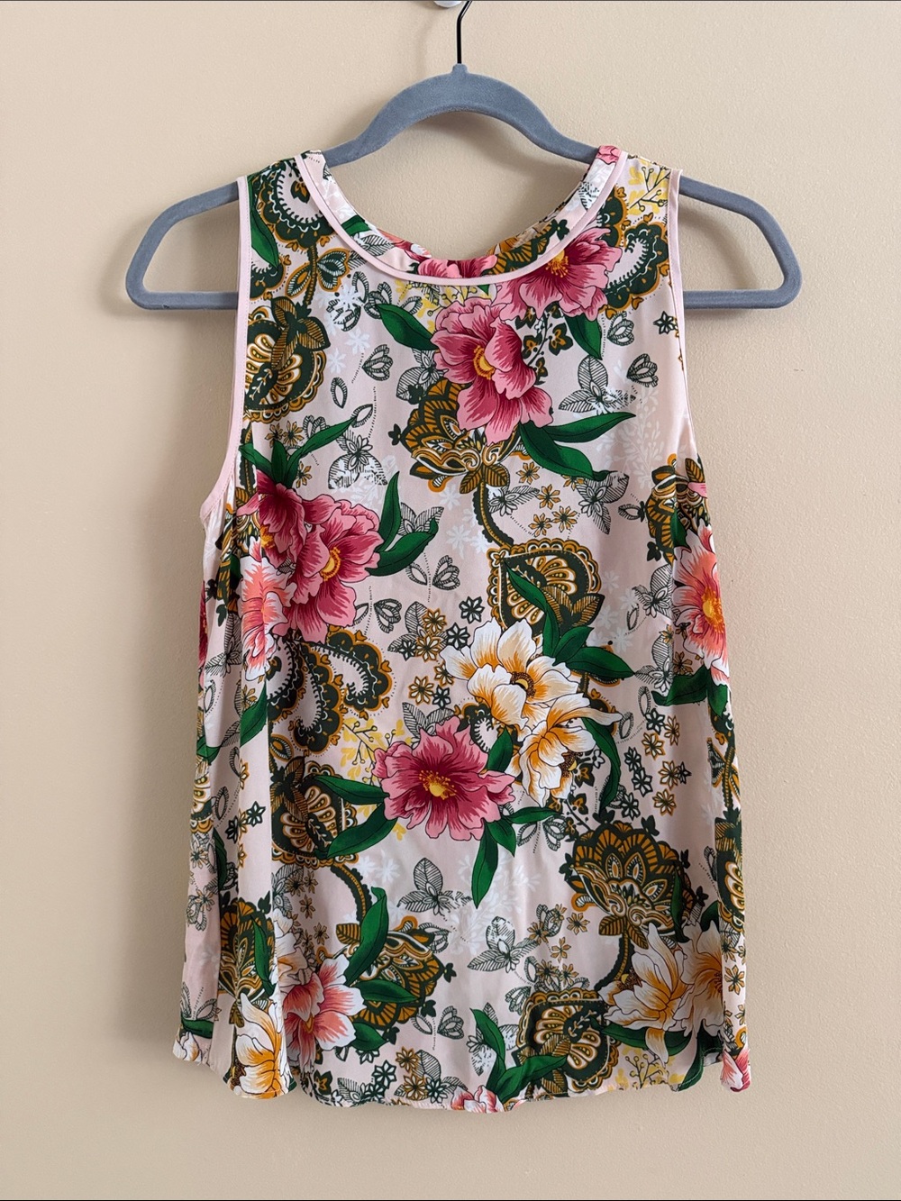 LOFT Pink Floral Sleeveless Tank - Size XS